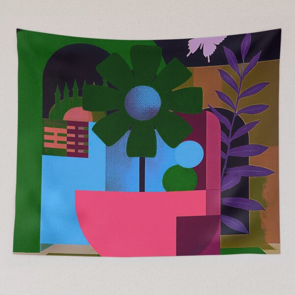 Item preview, Vibrant Modern Butterfly & Geometric Garden designed and sold by joycrysstudio.