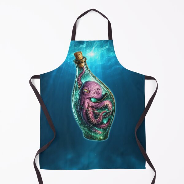 Item preview, Octopus in Glass Bottle Deep Sea Fantasy Ocean Creature Art designed and sold by artistwill.