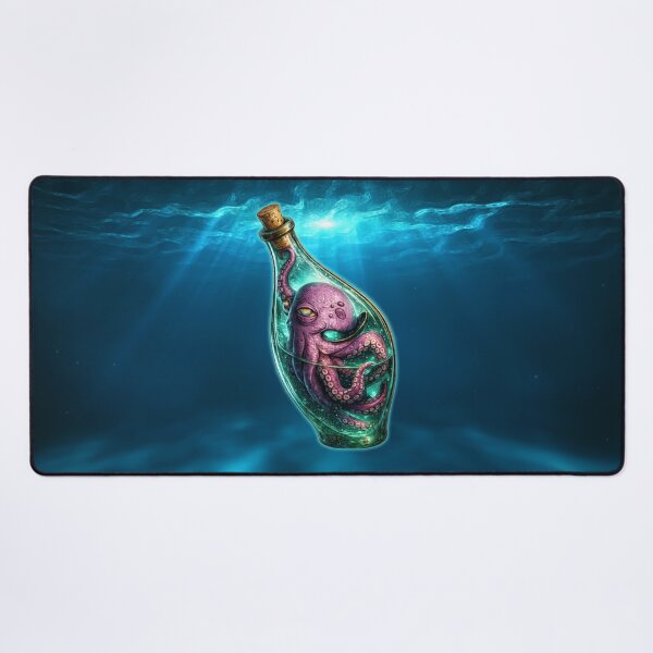 Item preview, Octopus in Glass Bottle Deep Sea Fantasy Ocean Creature Art designed and sold by artistwill.