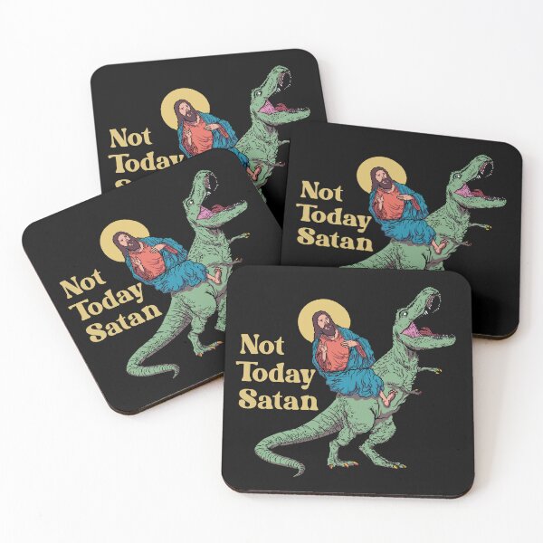 Item preview, Not Today Satan Jesus Riding Dinosaur  designed and sold by VintageMashup.