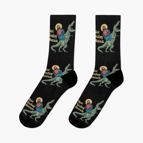 Item preview, Not Today Satan Jesus Riding Dinosaur  designed and sold by Vintagemashup.