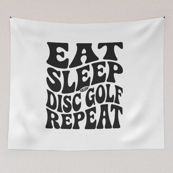 Item preview, Eat Sleep Disc Golf Repeat Retro Wavy Typography Sticker designed and sold by CutRootCo.