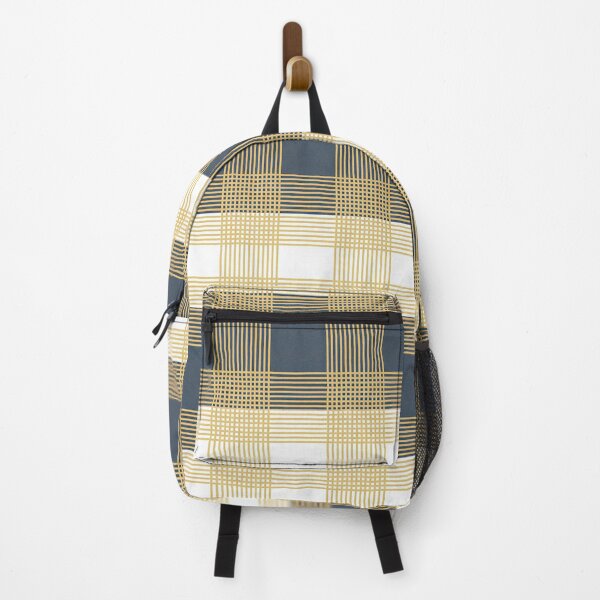 Item preview, Navy Blue and Gold Modern Minimalist Plaid Pattern - Preppy Timeless Decor designed and sold by A1DesignMinimal.