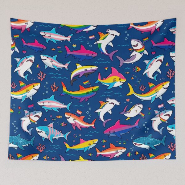 Item preview, Pride Sharks: Ocean of Diversity Pattern designed and sold by edstorebeaches.