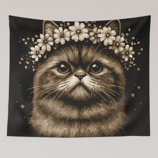 Item preview, Flower Floral Crown Cat designed and sold by ClubVacay.
