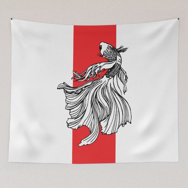 Item preview, Elegant Betta Fish Japanese Minimalist Line Art designed and sold by RamyGallery.