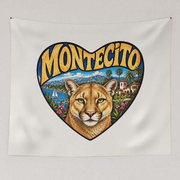 Item preview, Montecito, California - Mountain Cat Heart Shape designed and sold by Myra365Art.