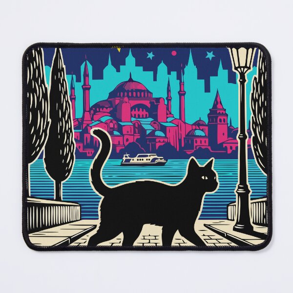 Item preview, "Istanbul: Feline Good Feels Güzel" Neon Turkey Cat Travel Poster designed and sold by Cipher & Soul.