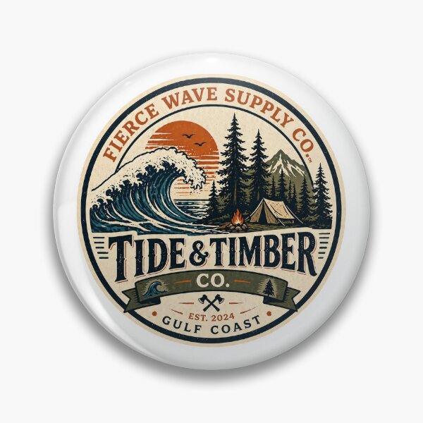Item preview, Tide & Timber Co. Vintage Coastal Forest Badge | Fierce Wave Supply Co. Gulf Coast Outdoor Tee designed and sold by Fierce Wave Supply Co..