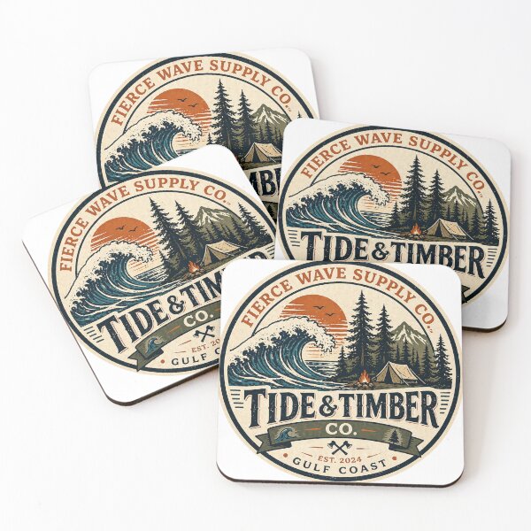 Item preview, Tide & Timber Co. Vintage Coastal Forest Badge | Fierce Wave Supply Co. Gulf Coast Outdoor Tee designed and sold by Fierce Wave Supply Co..
