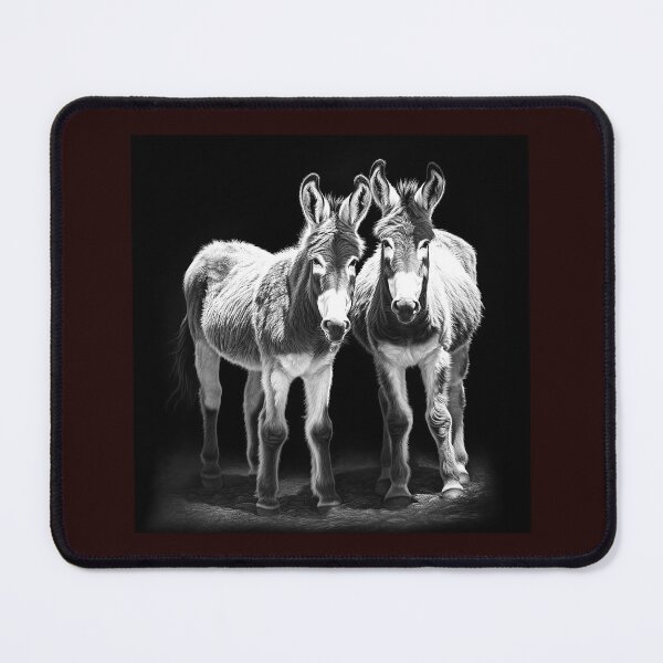 Item preview, Black and White Donkey Pair Portrait designed and sold by inkoutninja.