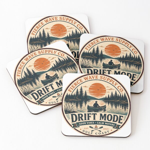 Item preview, Drift Mode Vintage Lake Sunset Badge | Calm Waters Canoe Outdoor Nature Design designed and sold by Fierce Wave Supply Co..