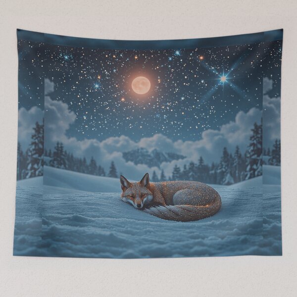 Item preview, Sleeping Fox Moonlit Snow Wall Art designed and sold by BeautifulVirtues.