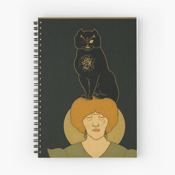 Item preview, Black Cat Art Nouveau Portrait Gothic Woman for Vintage Art Lovers designed and sold by RickE.