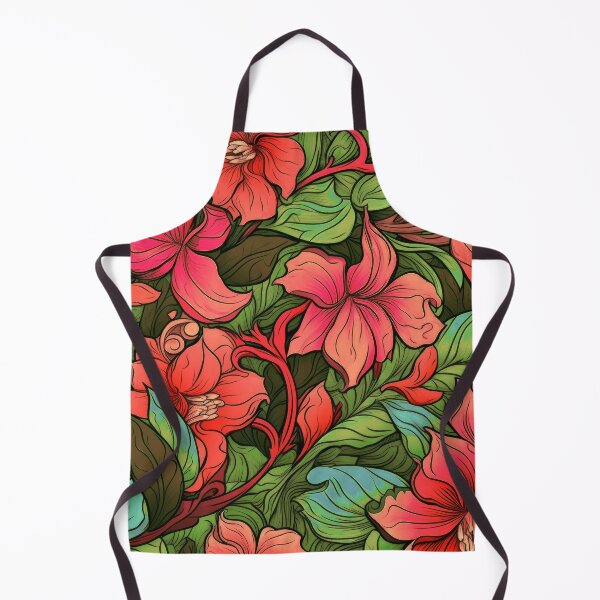Item preview, Art Nouveau Red Flowers And Lush Leaves Pattern designed and sold by DEC02.
