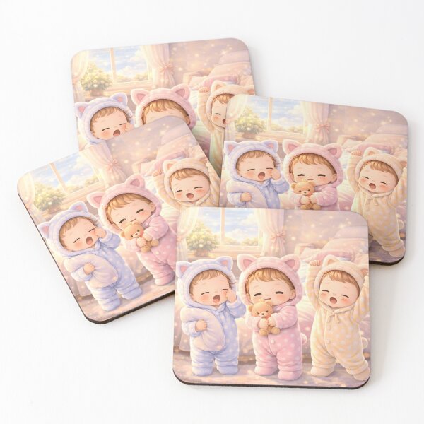 Item preview, Cute Baby Animal Pajamas Night Scene Soft Pastel Cozy Dreamy Illustration Art designed and sold by Teenidesign .
