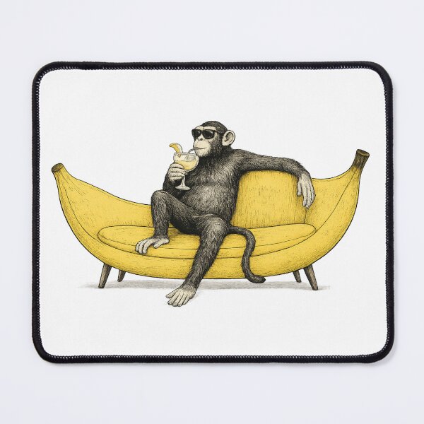 Item preview, Monkey Banana Couch Minimalist Illustration Funny Tropical Art for Humor Lovers designed and sold by RickE.