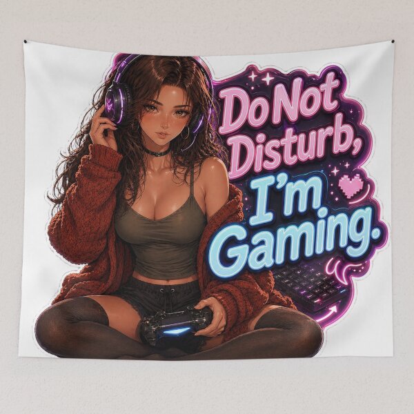 Item preview, Do Not Disturb I’m Gaming – Anime Gamer Girl Sticker | Gaming Room Decor | Cozy Gamer Gift designed and sold by Sunset Deck Studio.