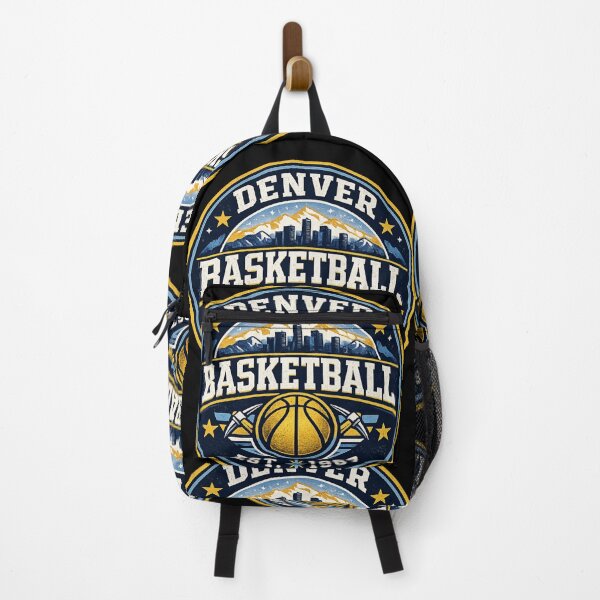 Item preview, Denver Basketball Vintage Badge Shirt – Navy Gold Retro Hoops Tee – Mountain Skyline Design designed and sold by TKOprintdesigns.