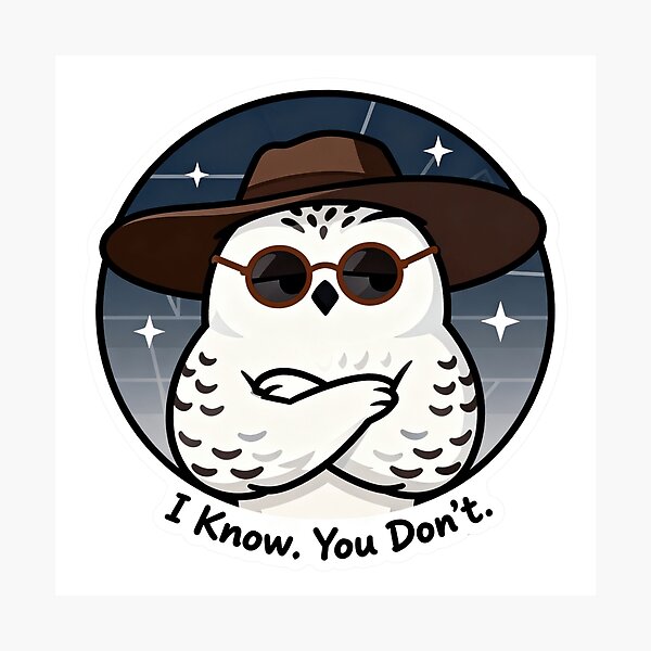 Item preview, Cool Snowy Owl Sticker I Know You Don't 14 designed and sold by HealthyEnvy.