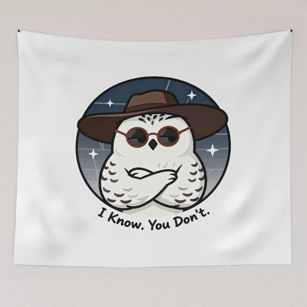 Item preview, Cool Snowy Owl Sticker I Know You Don't 14 designed and sold by HealthyEnvy.