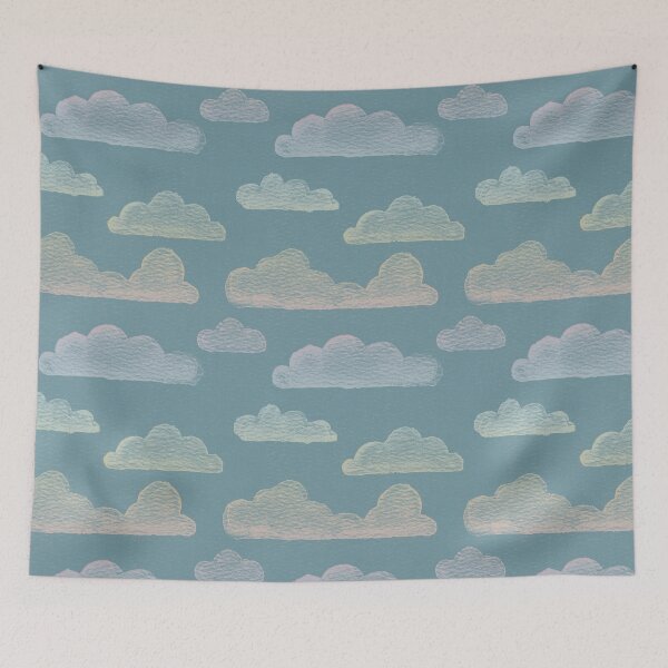 Item preview, Dreamtime Clouds Watercolor Pattern - Peacock + Rainbow Sorbet designed and sold by Irene Estelle.