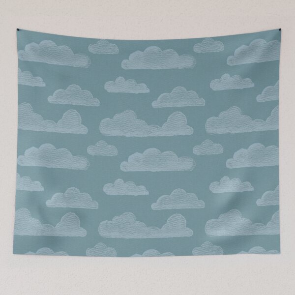 Item preview, Dreamtime Clouds Watercolor Pattern - Peacock + Sky designed and sold by Irene Estelle.