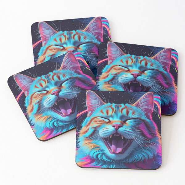 Item preview, Screaming Psychedelic Cat – Intense Neon Energy Art designed and sold by LEO'S CREATURE　れおずくりーちゃー.