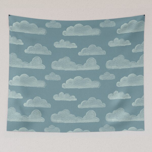 Item preview, Dreamtime Clouds Watercolor Pattern - Peacock + Mint designed and sold by Irene Estelle.