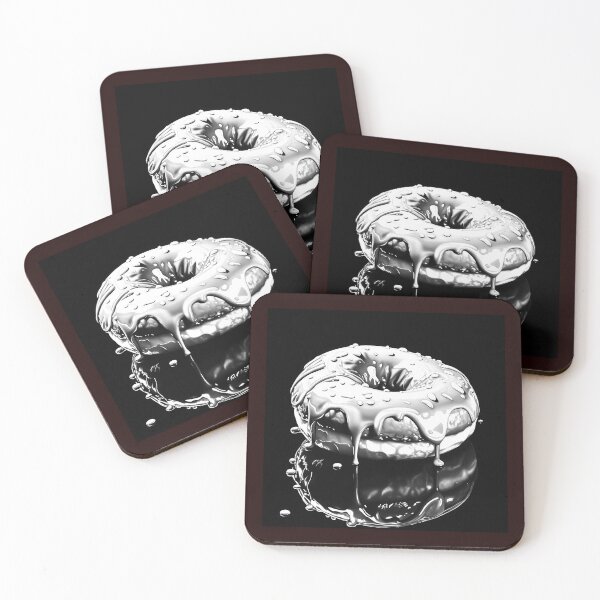 Item preview, Black and White Glazed Donut Illustration designed and sold by inkoutninja.