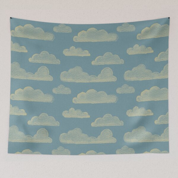 Item preview, Dreamtime Clouds Watercolor Pattern - Peacock + Gold designed and sold by Irene Estelle.