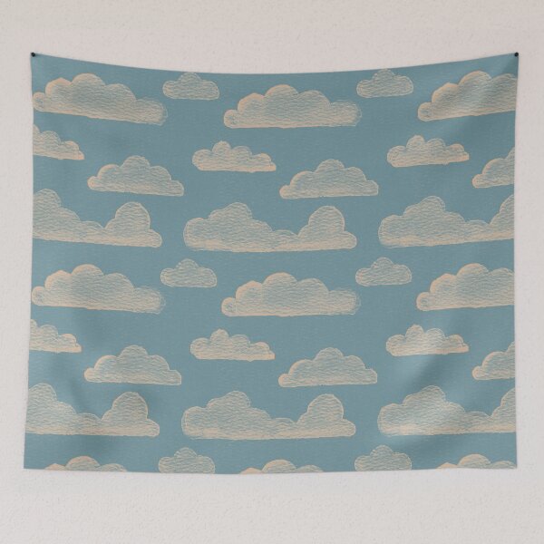 Item preview, Dreamtime Clouds Watercolor Pattern - Peacock + Melon designed and sold by Irene Estelle.