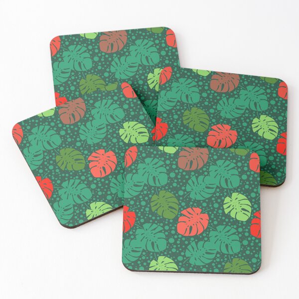 Item preview, Tropical monstera leaves  background of polka dots designed and sold by fuzzyfox.