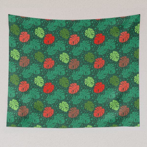 Item preview, Tropical monstera leaves  background of polka dots designed and sold by fuzzyfox.