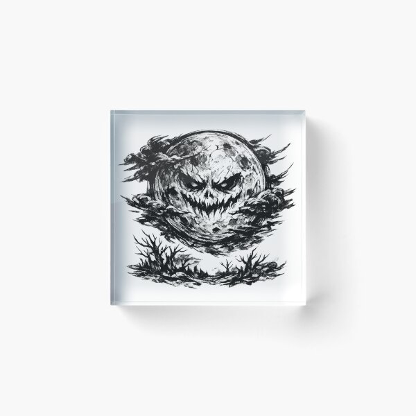 Artikelvorschau, Unheilvolle Totenkopf-Mond-Illustration in dunkler Tinte entworfen und verkauft von optimusprime39.