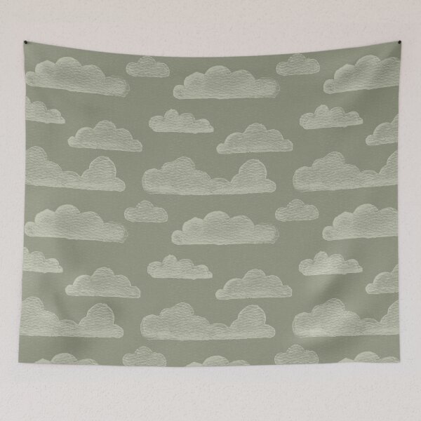 Item preview, Dreamtime Clouds Watercolor Pattern - Sage + Tea designed and sold by Irene Estelle.