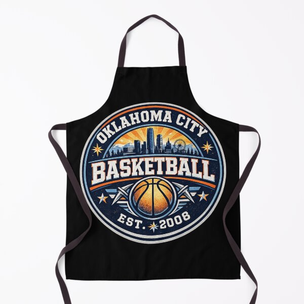Item preview, Oklahoma City Basketball Vintage Badge Shirt – Blue Orange Retro Hoops Tee – Skyline Design designed and sold by TKOprintdesigns.
