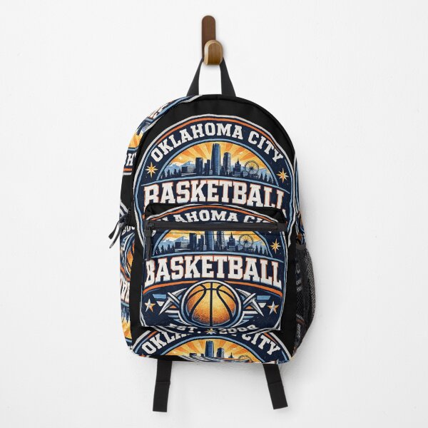 Item preview, Oklahoma City Basketball Vintage Badge Shirt – Blue Orange Retro Hoops Tee – Skyline Design designed and sold by TKOprintdesigns.