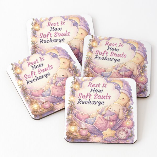 Item preview, Rest Is How Soft Souls Recharge | Cozy Kawaii Sleep Quote | Self Care Aesthetic | Cute Pastel Moon Art designed and sold by PromptCoreNexus.
