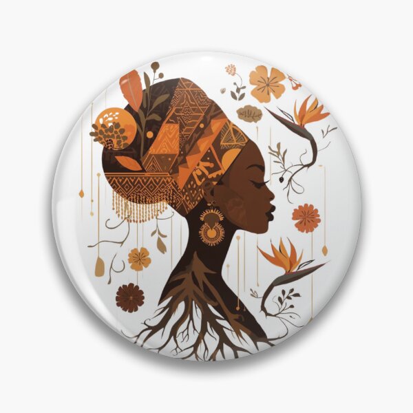 Item preview, African lady with flowers brown and orange  designed and sold by teashirtsshops.