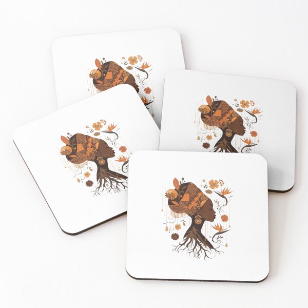 Item preview, African lady with flowers brown and orange  designed and sold by teashirtsshops.