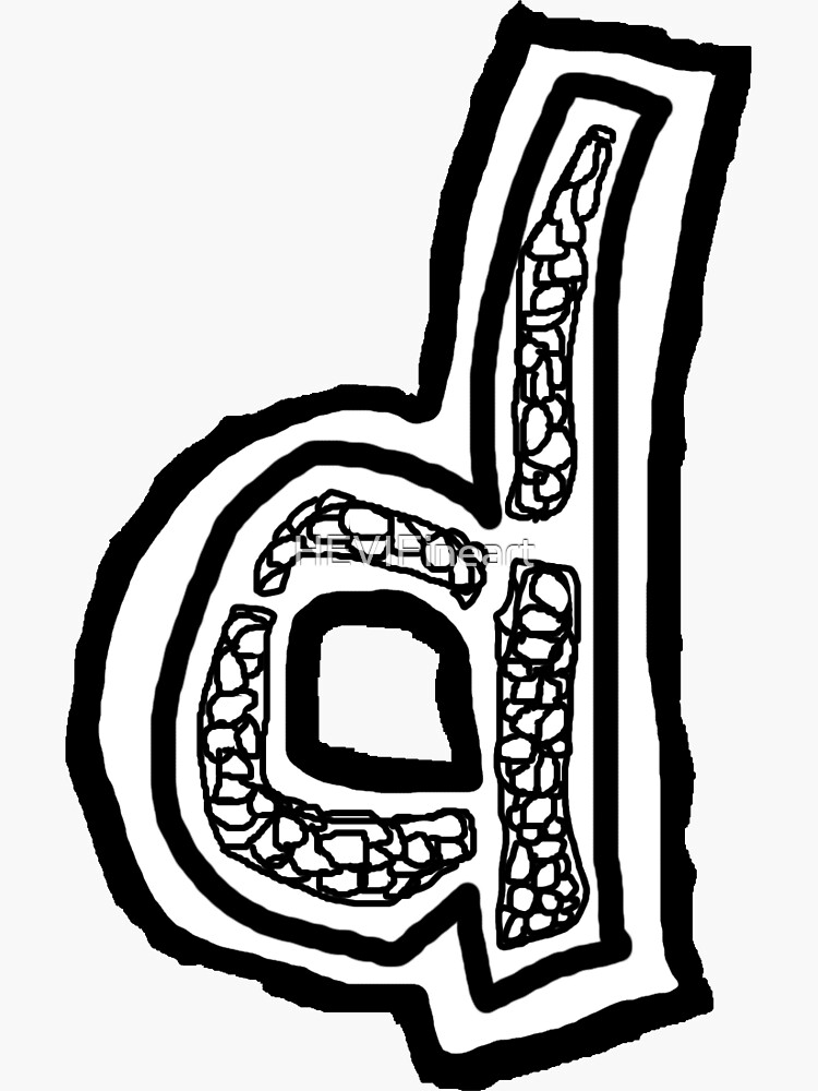 Lower case black and white Alphabet letter d by HEVIFineart