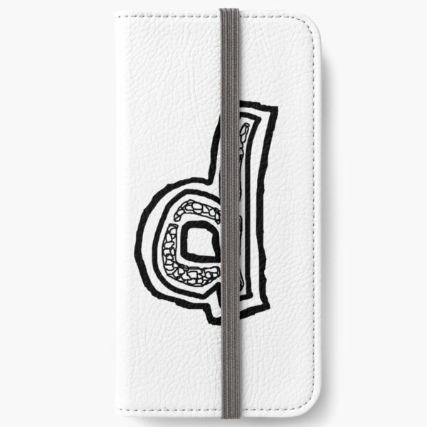 Lower case black and white Alphabet letter d iPhone Wallet