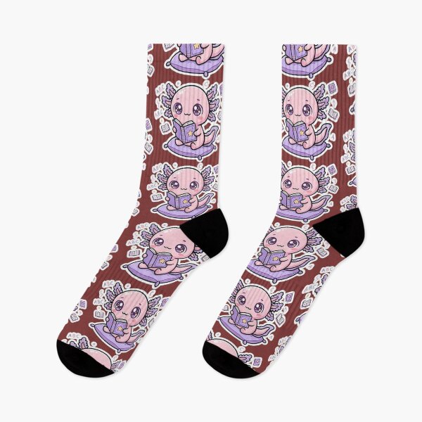 Aperçu de l'œuvre Axolotl mignon style kawaii – Axolotl en train de lire – Axolotl rose joyeux style anime esthétique créée et vendue par VectorJoy.