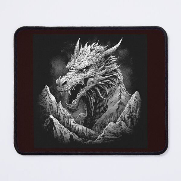 Item preview, Dark Fantasy Dragon Mountain Illustration designed and sold by inkoutninja.
