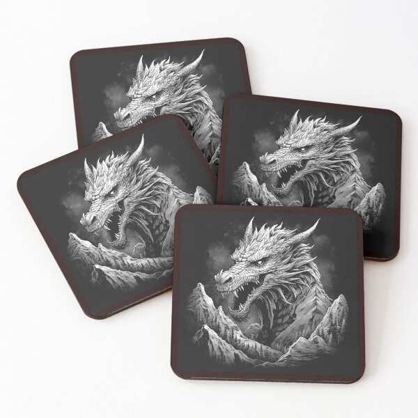 Item preview, Dark Fantasy Dragon Mountain Illustration designed and sold by inkoutninja.