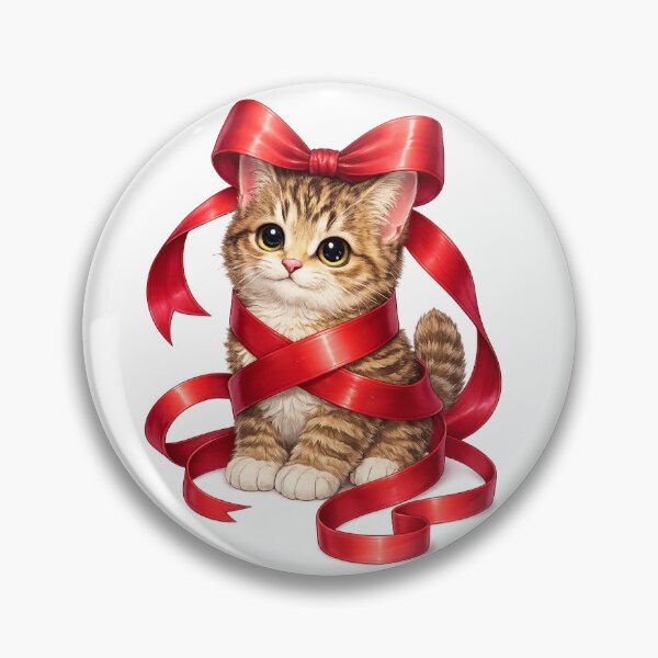 Item preview, cat wrapped in gift ribbon designed and sold by PasoaPaso2025.