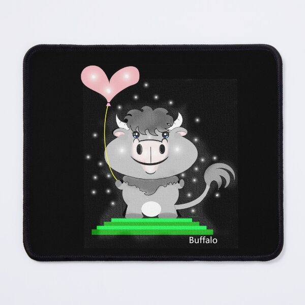 Item preview, Adorable Buffalo Holding a Heart-Shaped Balloon designed and sold by Shirley cute art .