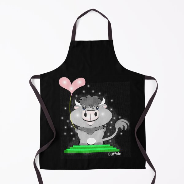 Item preview, Adorable Buffalo Holding a Heart-Shaped Balloon designed and sold by Shirley cute art .