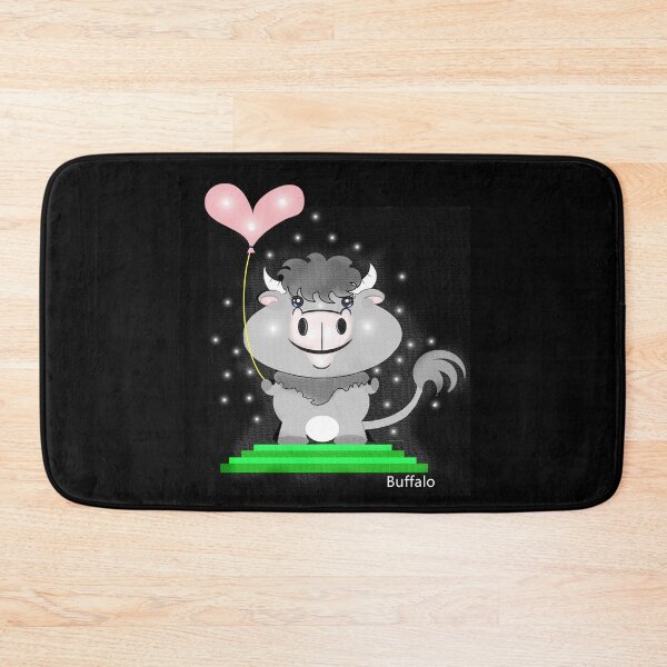 Item preview, Adorable Buffalo Holding a Heart-Shaped Balloon designed and sold by Shirley cute art .